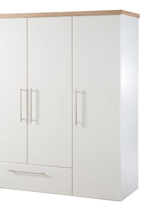 ROBA Armoire "Nele" 3 portes – avec fraisages horizontaux modernes – chêne artisanal / blanc