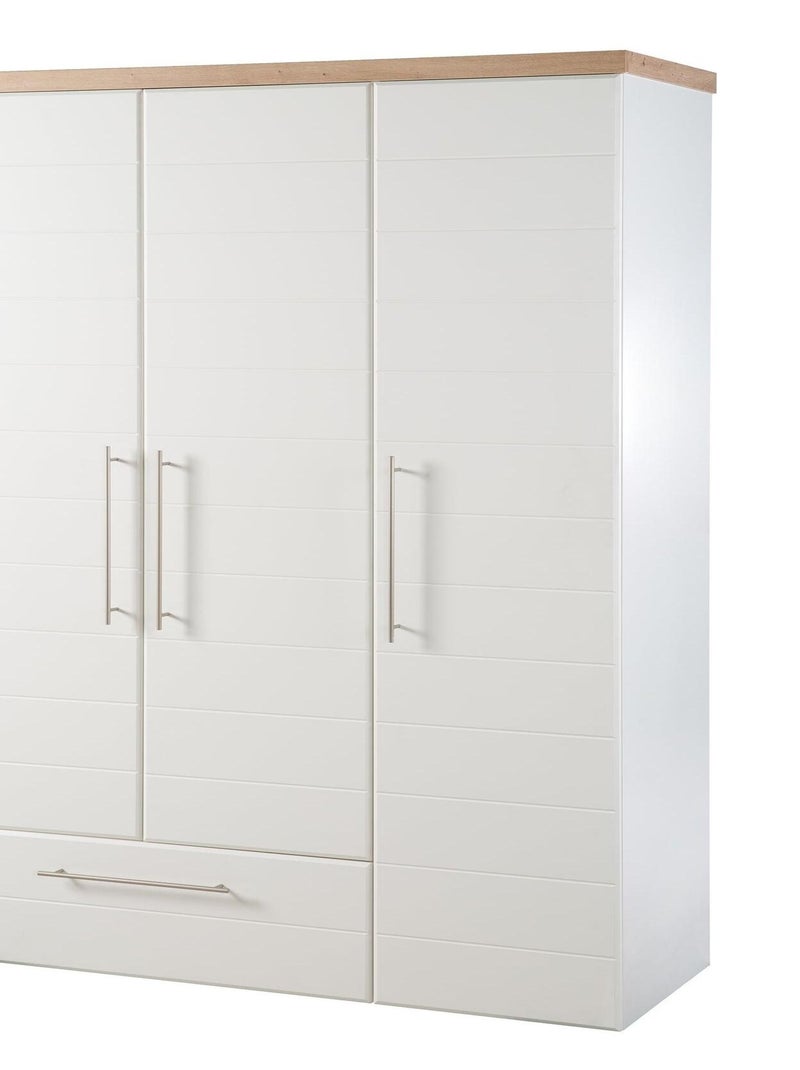 ROBA Armoire "Nele" 3 portes – avec fraisages horizontaux modernes – chêne artisanal / blanc Blanc - Kiabi