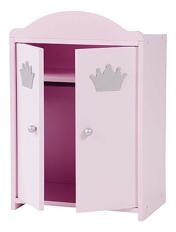 ROBA Armoire Poupée "Princesse Sophie" avec Tringle à Vêtements et Étagère - Dès 18 Mois - Rose