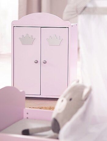 ROBA Armoire Poupée "Princesse Sophie" avec Tringle à Vêtements et Étagère - Dès 18 Mois - Rose