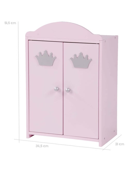 ROBA Armoire Poupée "Princesse Sophie" avec Tringle à Vêtements et Étagère - Dès 18 Mois - Rose - Kiabi