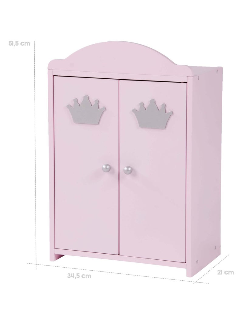 ROBA Armoire Poupée "Princesse Sophie" avec Tringle à Vêtements et Étagère - Dès 18 Mois - Rose Rose clair - Kiabi