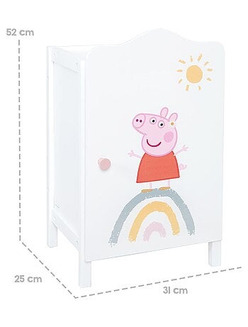ROBA Armoire pour Vêtements de Poupée en Bois Peppa Pig - Motif Arc-en-ciel