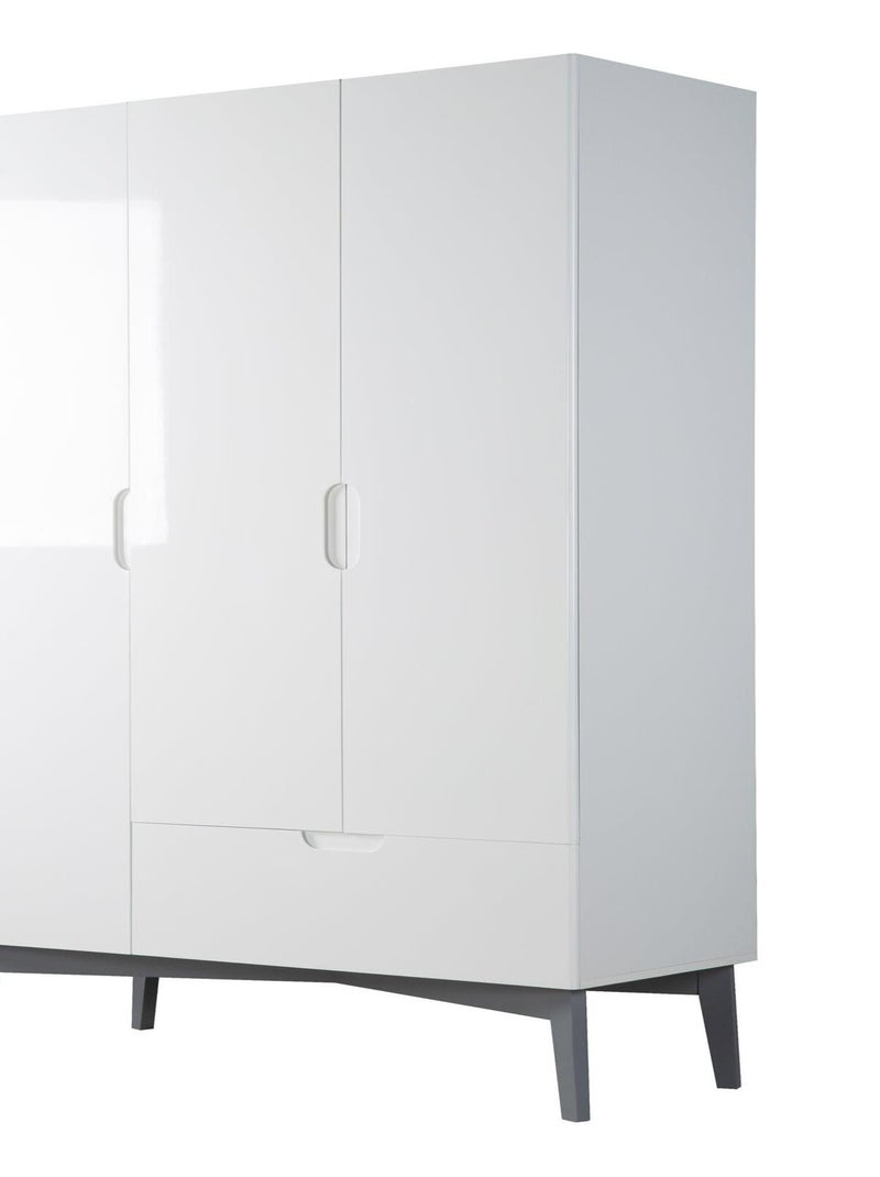 ROBA Armoire "Retro 2" 3 portes et un tiroir – blanc brillant Blanc - Kiabi