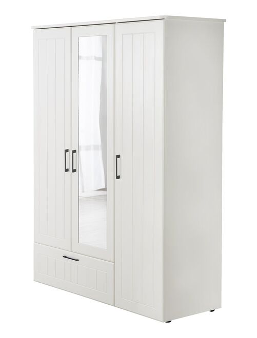 ROBA Armoire "Sylt" 3 portes et un tiroir – incl. miroir – avec fraisage décoratif - Kiabi