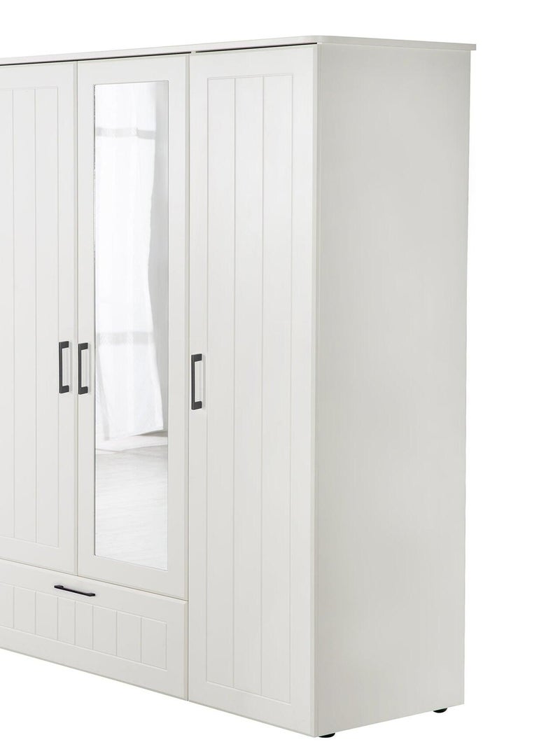 ROBA Armoire "Sylt" 3 portes et un tiroir – incl. miroir – avec fraisage décoratif Blanc - Kiabi