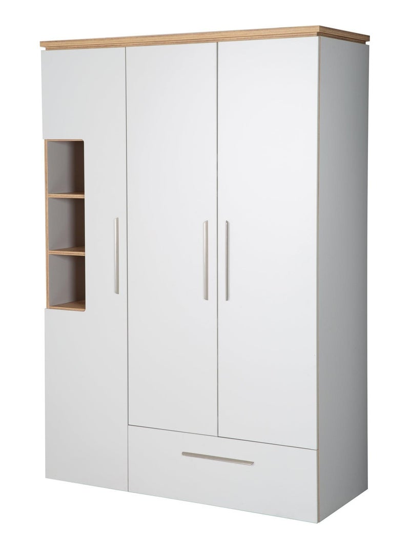 ROBA Armoire "Tobi" 3 portes et un tiroir – gris clair / chêne doré Gris clair - Kiabi