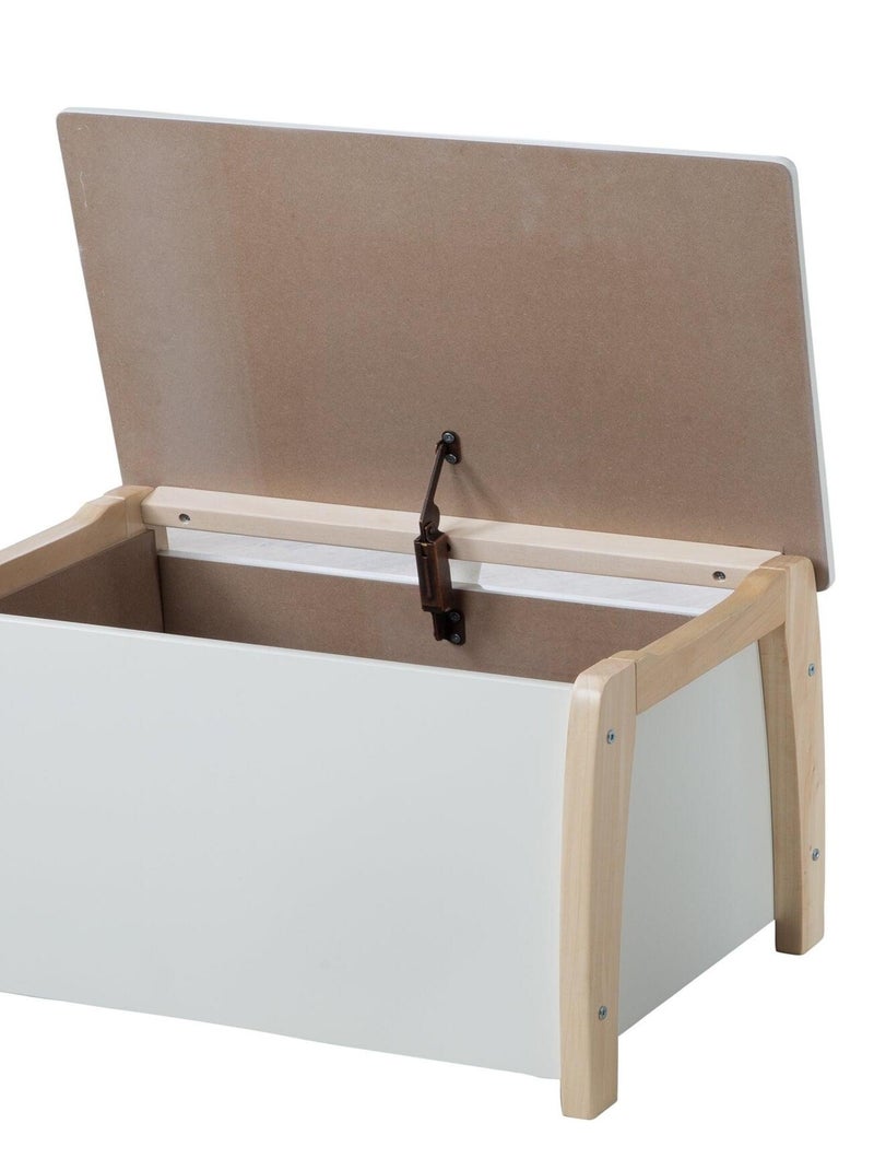 ROBA Banc-Coffre à Jouets 2 en 1 en Bois Massif pour Enfant - Fermeture Douce - Bicolore Blanc Beige - Kiabi