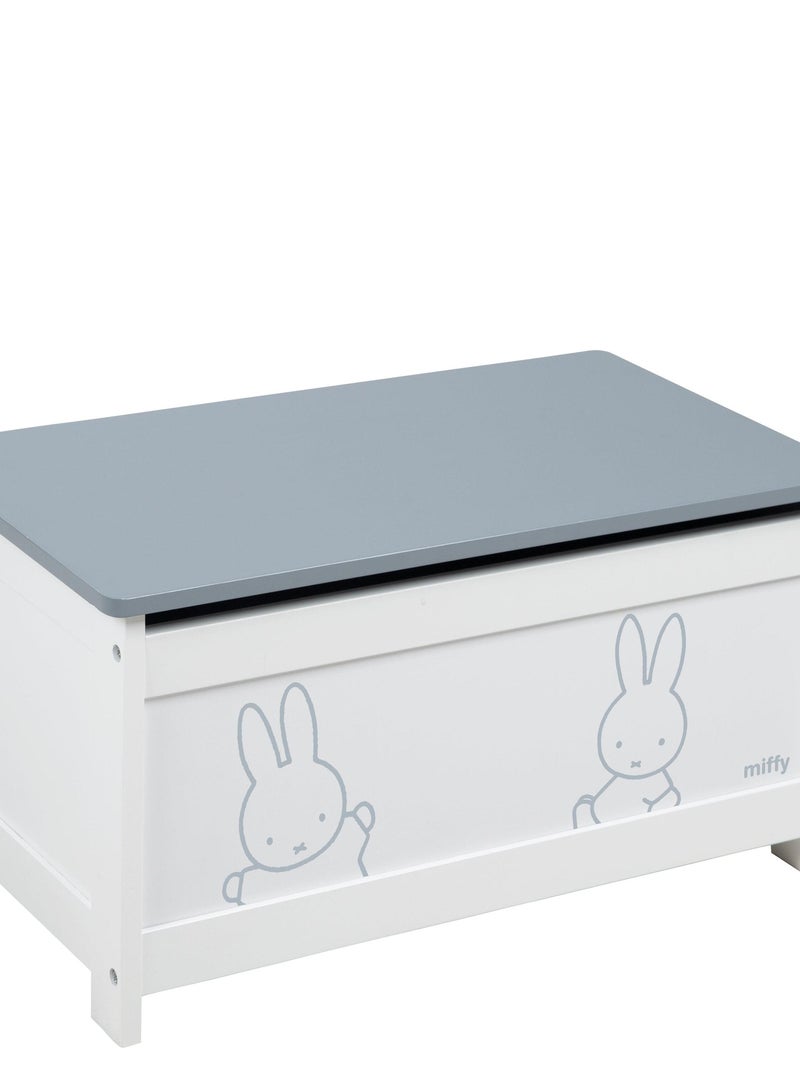 ROBA Banc-Coffre à Jouets "miffy®" en Bois pour Enfant - Fermeture Douce - Blanc/Motif Lapin Gris Blanc - Kiabi