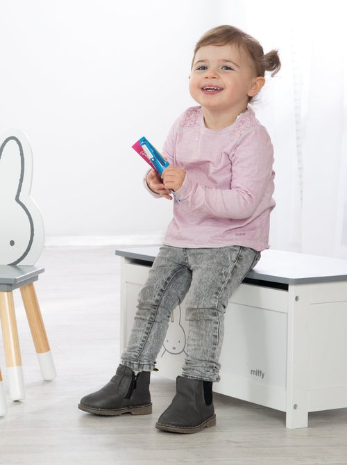 ROBA Banc-Coffre à Jouets "miffy®" en Bois pour Enfant - Fermeture Douce - Blanc/Motif Lapin - Kiabi