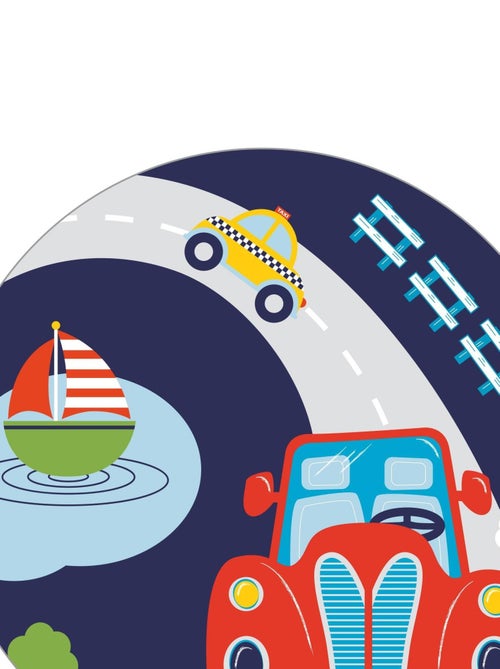 ROBA Banc-Coffre à Jouets "Rennfahrer" en Bois pour Enfant - Fermeture Douce - Blanc/Bleu - Kiabi