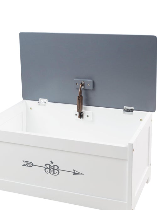 ROBA Banc-Coffre à Jouets "Rock Star Baby" en Bois pour Enfant - Fermeture Douce - Blanc/Gris - Kiabi