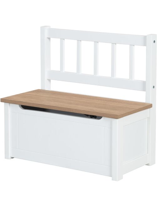 ROBA Banc-Coffre à Jouets Woody pour Enfant en Bois - Résistant aux Rayures - Blanc / Aspect Bois - Kiabi