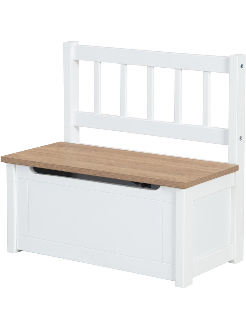 ROBA Banc-Coffre à Jouets Woody pour Enfant en Bois - Résistant aux Rayures - Blanc / Aspect Bois Blanc - Kiabi