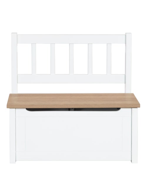 ROBA Banc-Coffre à Jouets Woody pour Enfant en Bois - Résistant aux Rayures - Blanc / Aspect Bois - Kiabi
