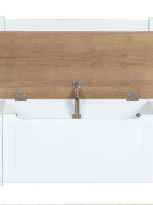 ROBA Banc-Coffre à Jouets Woody pour Enfant en Bois - Résistant aux Rayures - Blanc / Aspect Bois - Kiabi