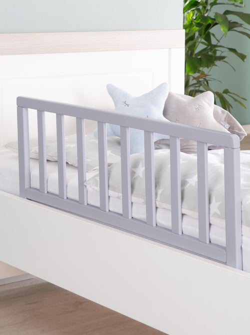 ROBA Barrière de Lit 90 cm - Protection Anti-Chute Sûre pour Bébés et Enfants - Bois Laqué Gris - Kiabi