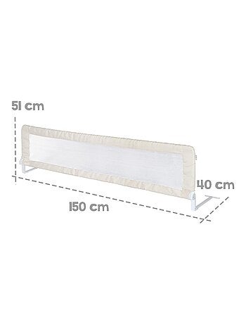 ROBA Barrière de Lit Bébé et Enfant "Klipp-Klapp" - 150 cm - Antichute et Rabattable - Beige