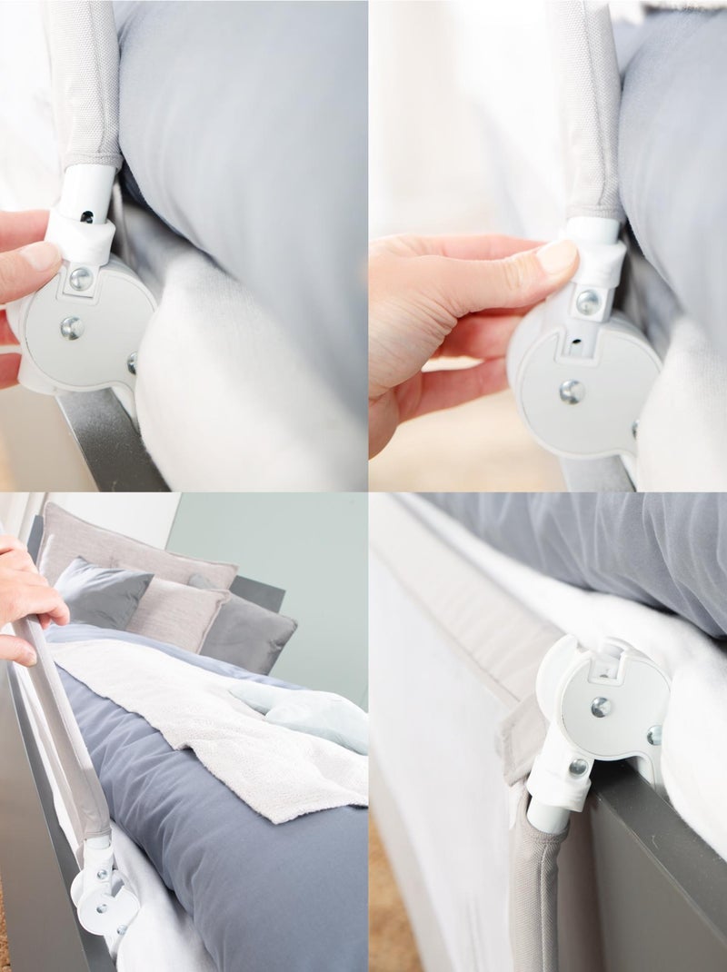ROBA Barrière de Lit Bébé et Enfant "Klipp-Klapp" - 150 cm - Antichute et Rabattable - Gris Gris Blanc - Kiabi