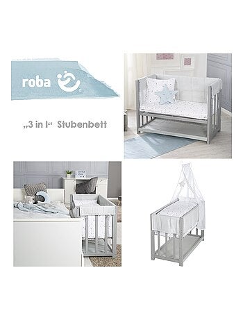 ROBA Berceau Cododo "Sternenzauber Grau" 3en1 + Équipement – Gris/Blanc