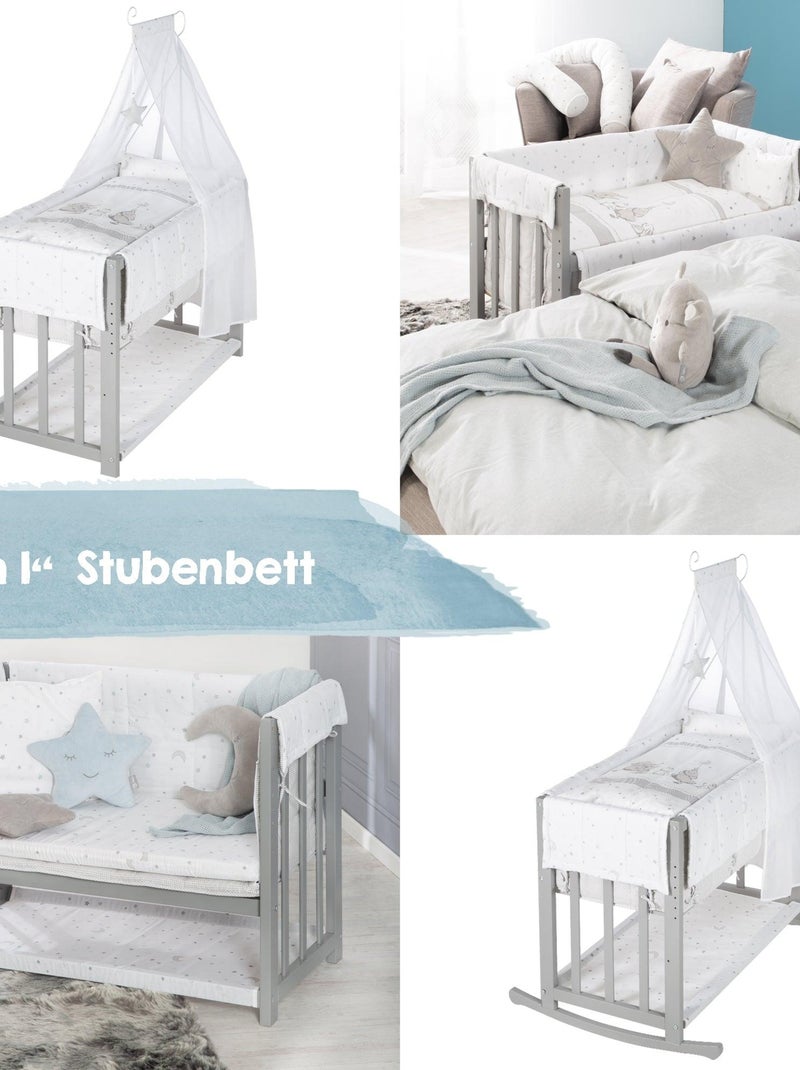 ROBA Berceau Cododo "Sternenzauber Grau" 4en1 + Équipement – Gris/Blanc Gris - Kiabi