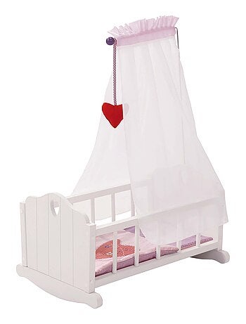 ROBA Berceau de Poupée Complet "Fienchen" - Inclus Textile Rose - Laqué