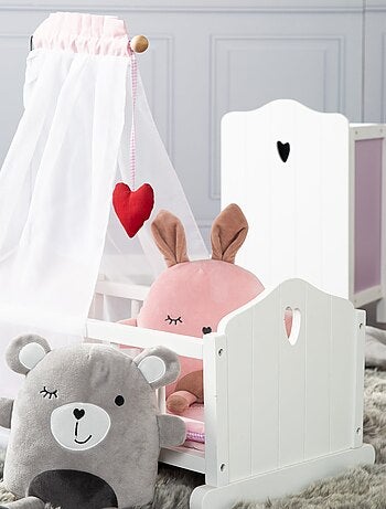 ROBA Berceau de Poupée Complet "Fienchen" - Inclus Textile Rose - Laqué