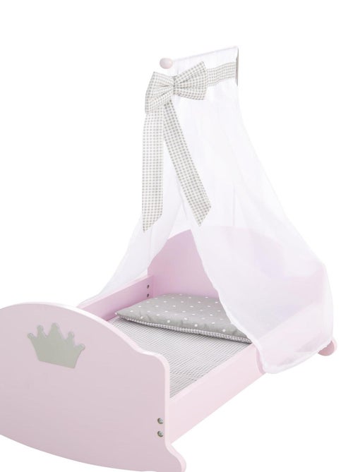 ROBA Berceau de Poupée Complet "Princess Sophie" - Inclus Textile - Rose/Gris - Kiabi