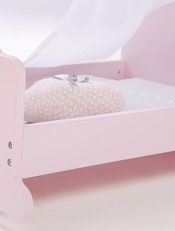 ROBA Berceau de Poupée Complet "Princess Sophie" - Inclus Textile - Rose/Gris