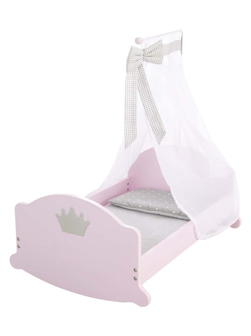 ROBA Berceau de Poupée Complet "Princess Sophie" - Inclus Textile - Rose/Gris - Kiabi