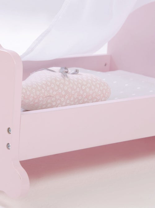 ROBA Berceau de Poupée Complet "Princess Sophie" - Inclus Textile - Rose/Gris - Kiabi