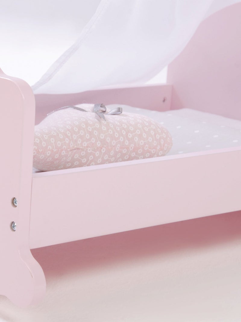 ROBA Berceau de Poupée Complet "Princess Sophie" - Inclus Textile - Rose/Gris Rose clair - Kiabi