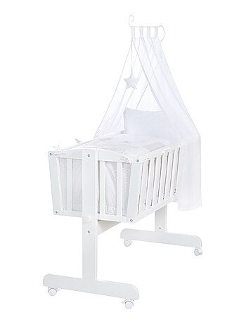 ROBA Berceau Fox & Bunny - 40 x 90 cm + Équipement Complet - Bois Laqué Blanc