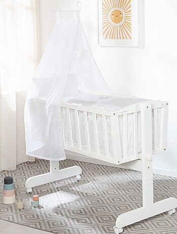 ROBA Berceau Fox & Bunny - 40 x 90 cm + Équipement Complet - Bois Laqué Blanc