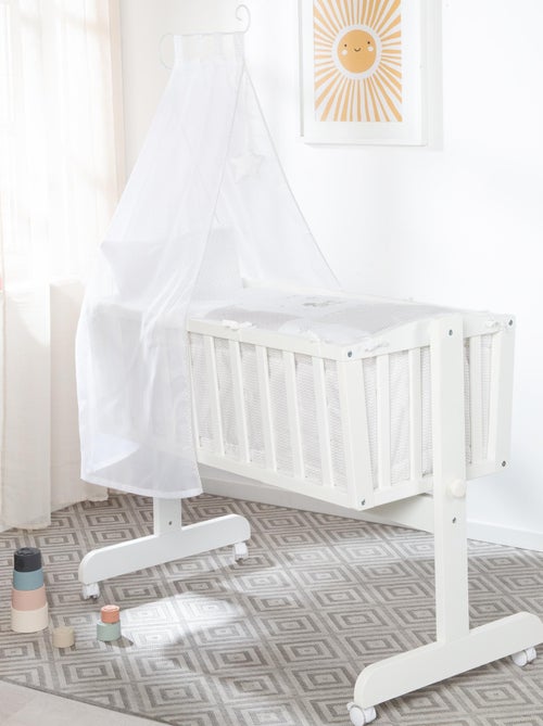 ROBA Berceau Fox & Bunny - 40 x 90 cm + Équipement Complet - Bois Laqué Blanc - Kiabi