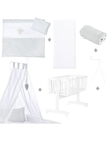 ROBA Berceau Heartbreaker 40x90 cm + Équipement Complet - Bois Laqué Blanc
