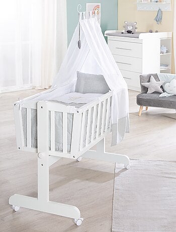 ROBA Berceau Heartbreaker 40x90 cm + Équipement Complet - Bois Laqué Blanc