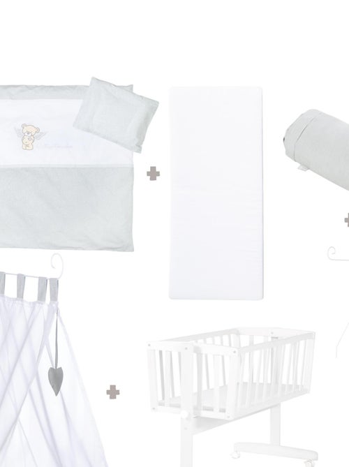 ROBA Berceau Heartbreaker 40x90 cm + Équipement Complet - Bois Laqué Blanc - Kiabi