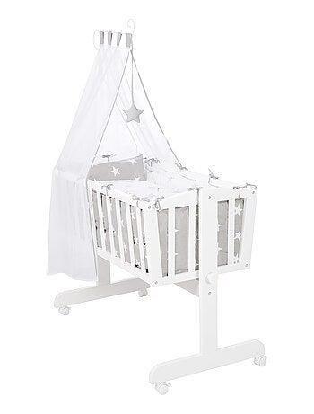 ROBA Berceau Little Stars  40x90 cm + Équipement Complet -  Bois Laqué Blanc