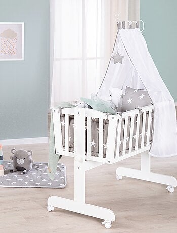ROBA Berceau Little Stars 40x90 cm + Équipement Complet - Bois Laqué Blanc