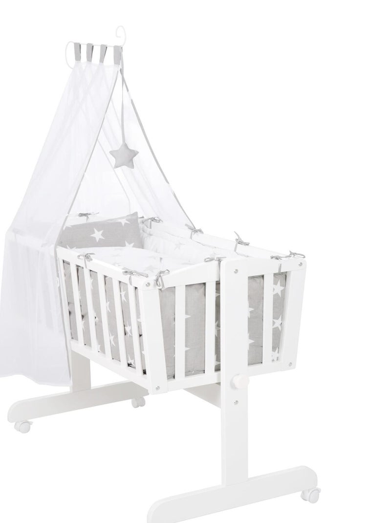 ROBA Berceau Little Stars  40x90 cm + Équipement Complet -  Bois Laqué Blanc Blanc - Kiabi