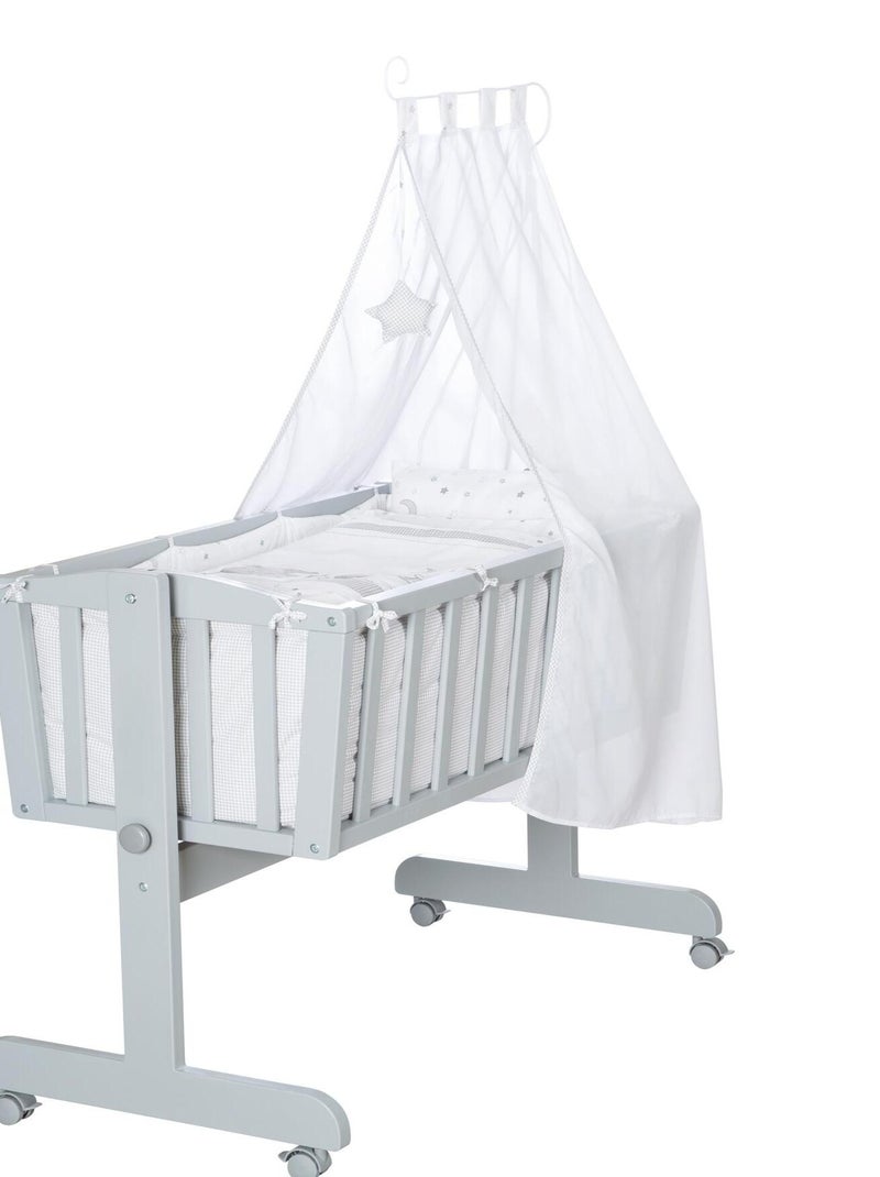 ROBA Berceau Stars 40x90 cm + Équipement Complet -  Bois Laqué Gris Gris - Kiabi