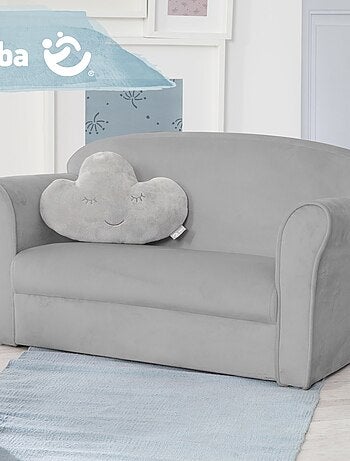 ROBA Canapé Enfant en Velours "Lil Sofa" - 2 Places - Fauteuil avec Accoudoirs pour Filles - Rose
