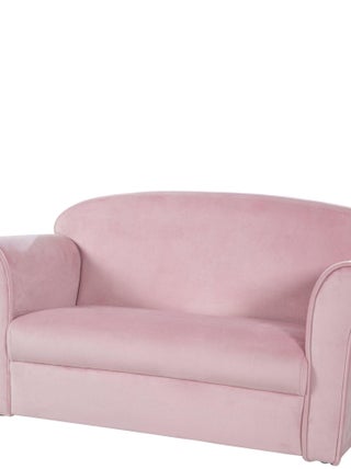 ROBA Canapé Enfant en Velours "Lil Sofa" - 2 Places - Fauteuil avec Accoudoirs pour Filles - Rose