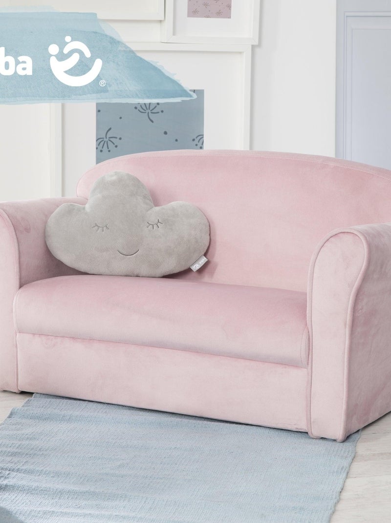 ROBA Canapé Enfant en Velours "Lil Sofa" - 2 Places - Fauteuil avec Accoudoirs pour Filles - Rose Rose - Kiabi