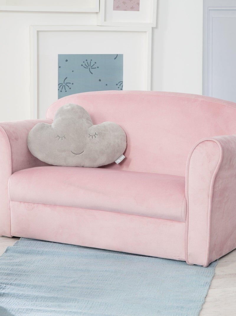 ROBA Canapé Enfant en Velours "Lil Sofa" - 2 Places - Fauteuil avec Accoudoirs pour Filles - Rose Rose - Kiabi