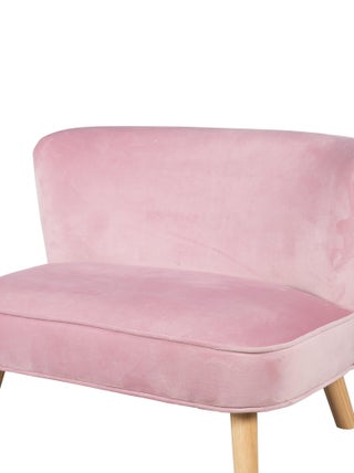 ROBA Canapé Enfant en Velours "Lil Sofa" Scandinave - 2 Places - Feuteuil Rétro Confortable - Rose