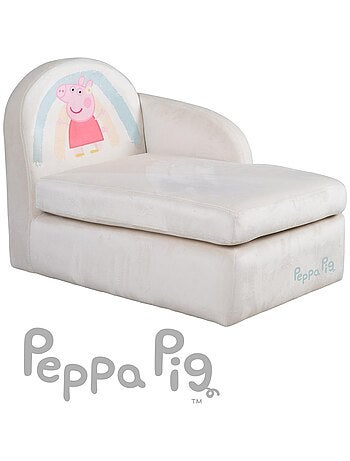 ROBA Canapé Enfant Peppa Pig - Revêtement Doux en Velours - Beige - Motif Truie