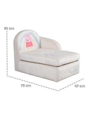 ROBA Canapé Enfant Peppa Pig - Revêtement Doux en Velours - Beige - Motif Truie
