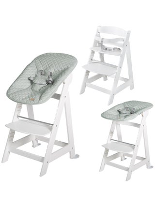 ROBA Chaise Haute Évolutive "Born Up" + Transat "roba Style" - Blanc/Vert